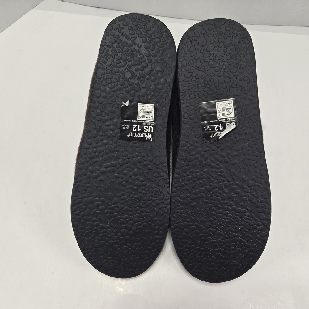 KauiLu Black and Brown Winter Felt Wool Slippers with Sherpa Lining Size 12 - Picture 7 of 11